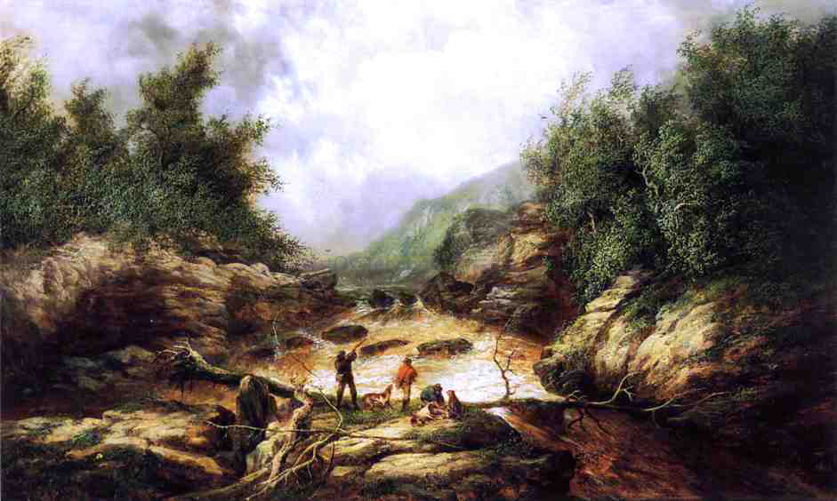 William Anthony Frerichs Shooting Birds in a River George - Hand Painted Oil Painting