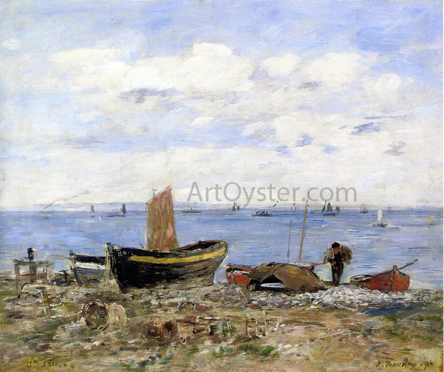 Eugene-Louis Boudin Shore at Sainte-Adresse, Low Tide - Hand Painted Oil Painting