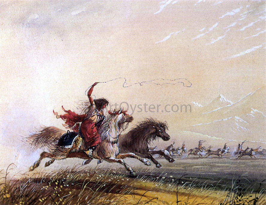 Alfred Jacob Miller Shoshone Woman Throwing a Lasso - Hand Painted Oil Painting