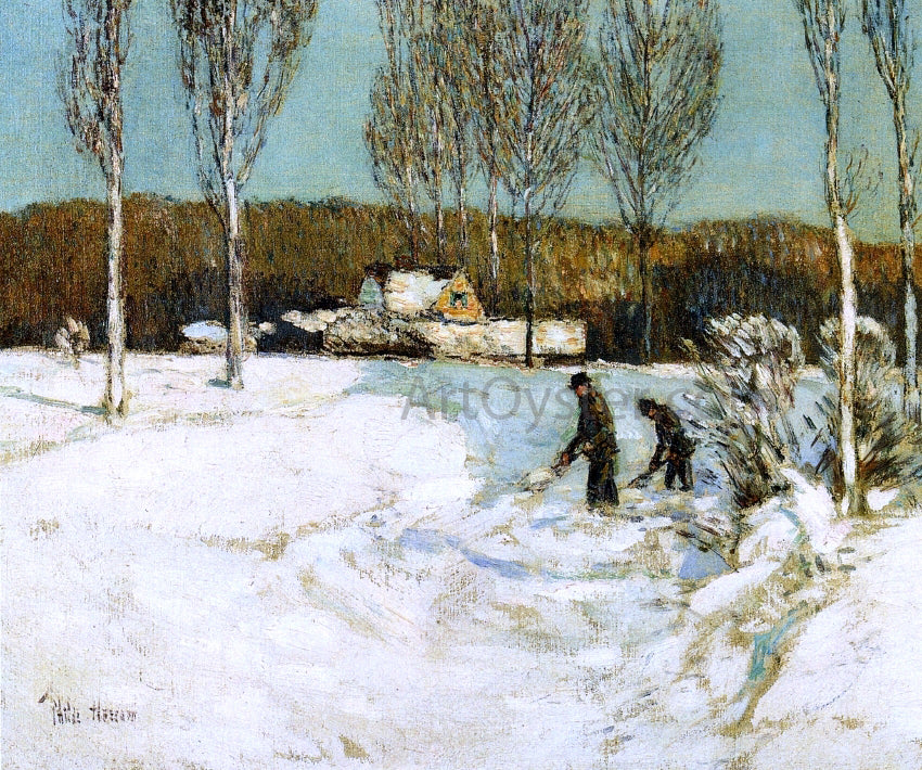 Frederick Childe Hassam Shoveling Snow, New England - Hand Painted Oil Painting