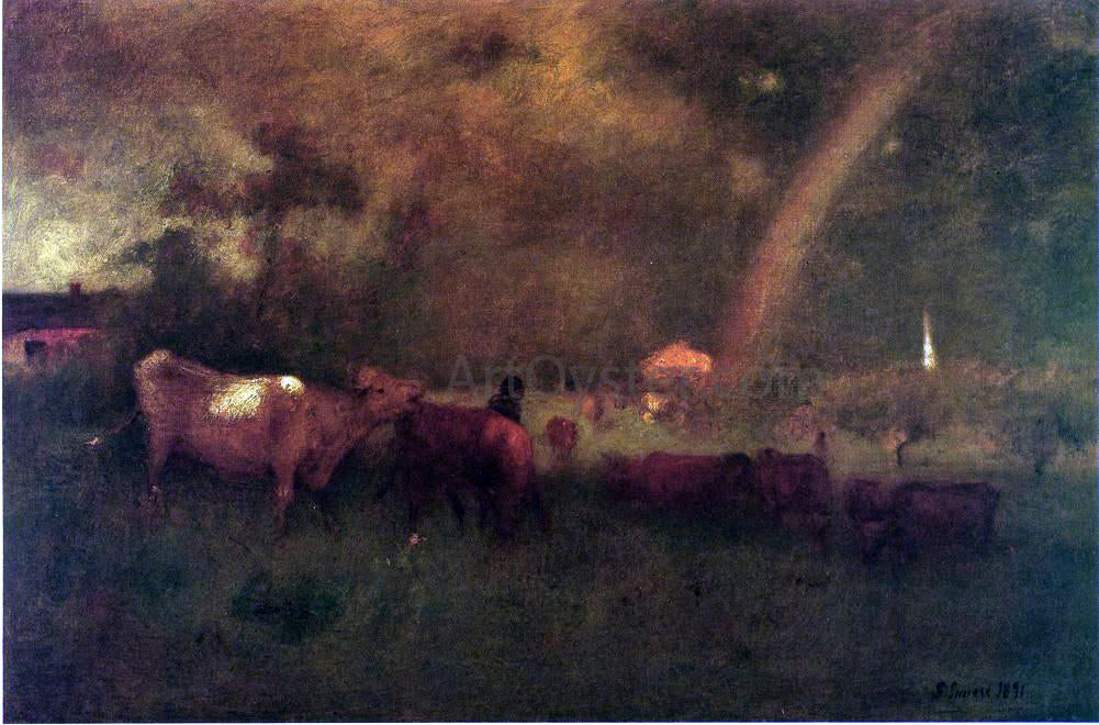 George Inness Shower on the Deleware River - Hand Painted Oil Painting