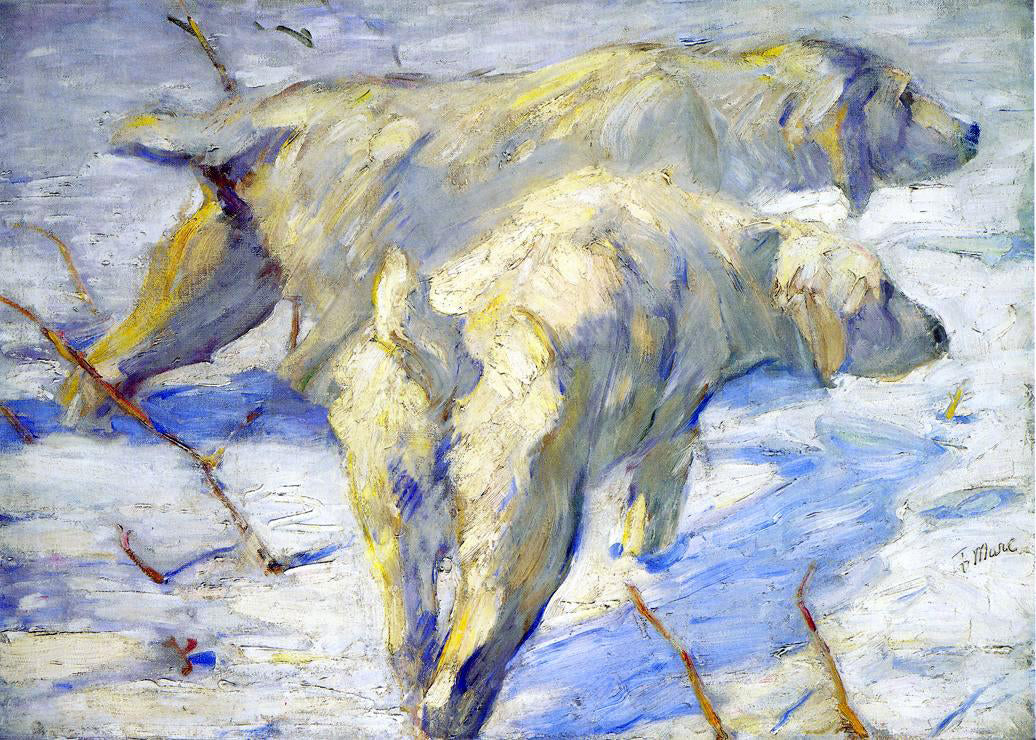 Franz Marc Siberian Sheepdogs (also known as Siberian Dogs in the Snow) - Hand Painted Oil Painting