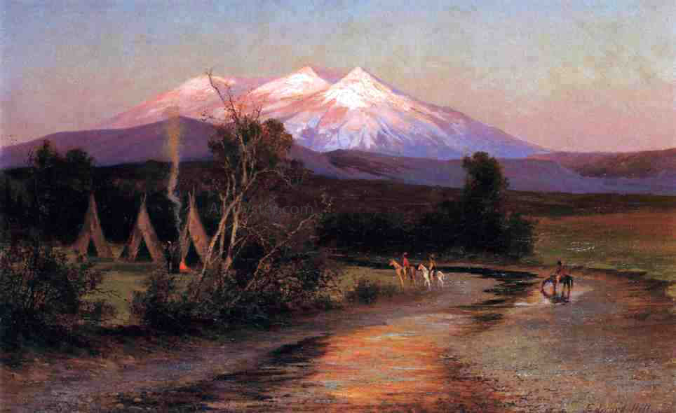 Edward Hill Sierra Blanca at Sunset Looking East from Palmilia, New Mexico - Hand Painted Oil Painting