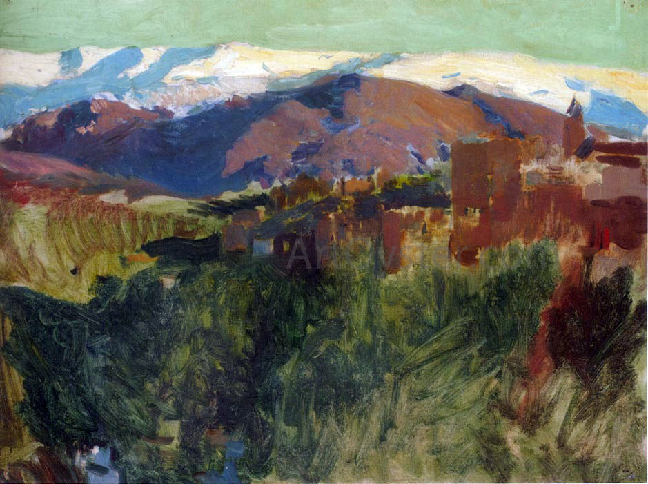 Joaquin Sorolla Y Bastida Sierra Nevada from the Alhambra, Grenada - Hand Painted Oil Painting
