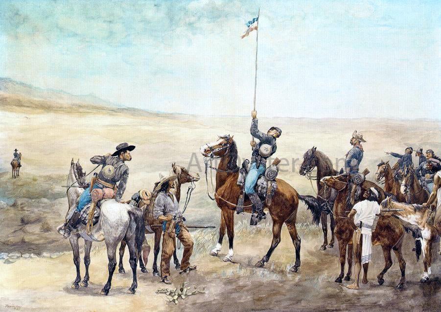 Frederic Remington Signaling the Main Command - Hand Painted Oil Painting