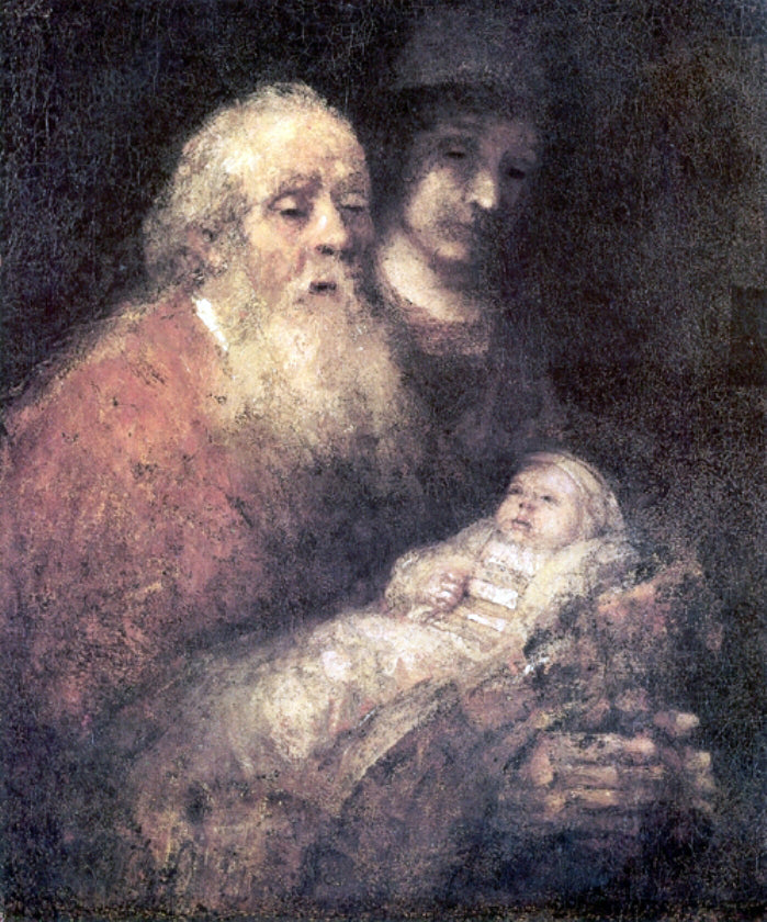 Rembrandt Van Rijn Simon with Jesus - Hand Painted Oil Painting