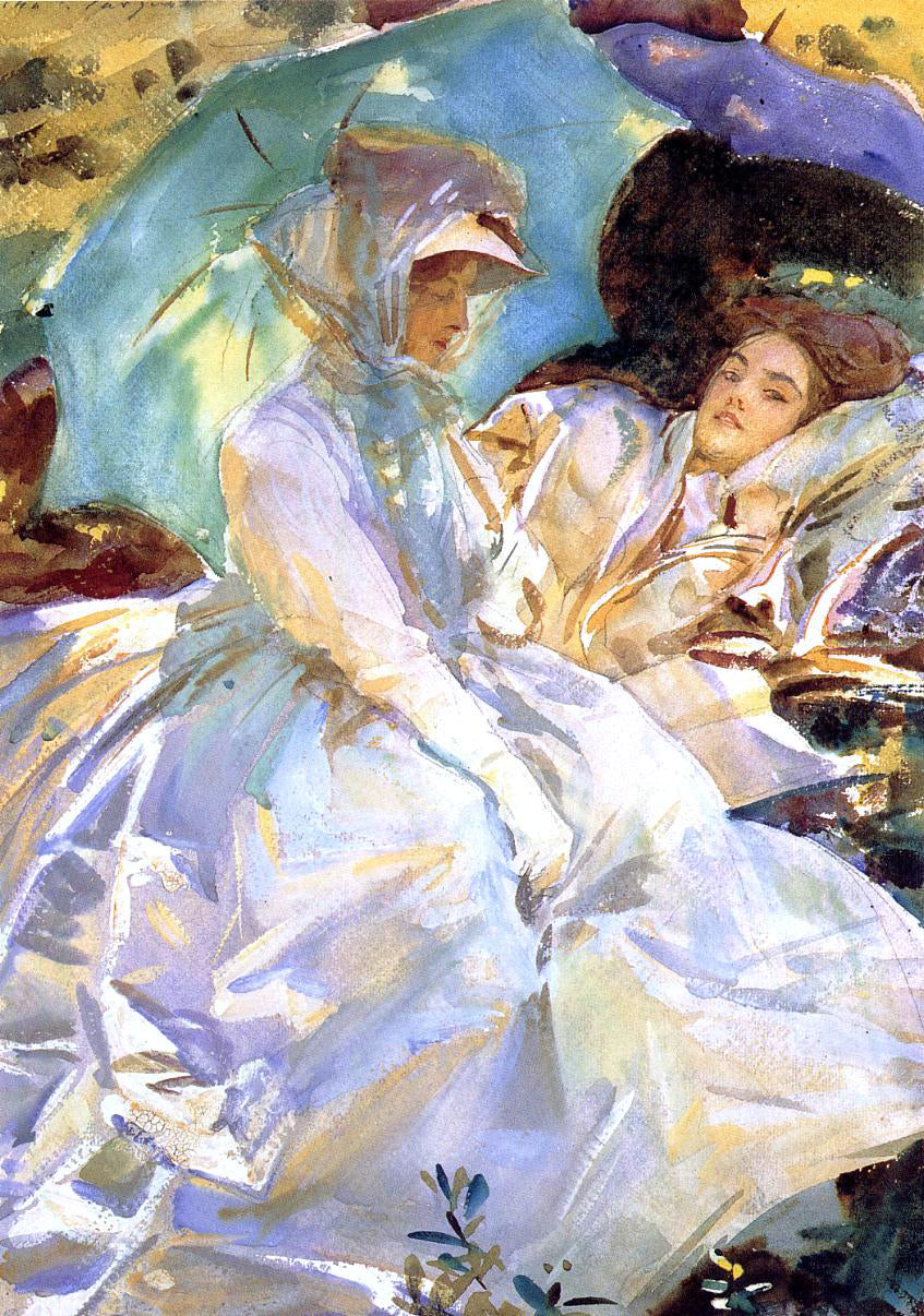 John Singer Sargent Simplon Pass: Reading - Hand Painted Oil Painting