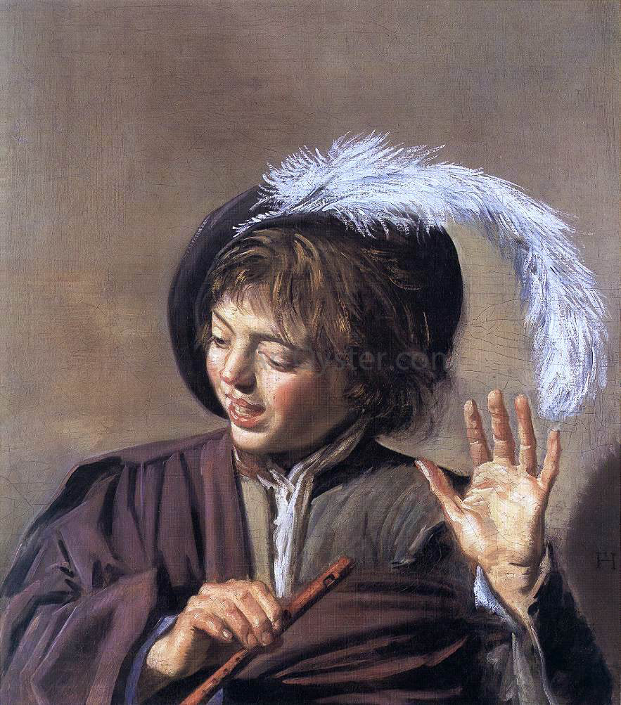 Frans Hals Singing Boy with a Flute - Hand Painted Oil Painting