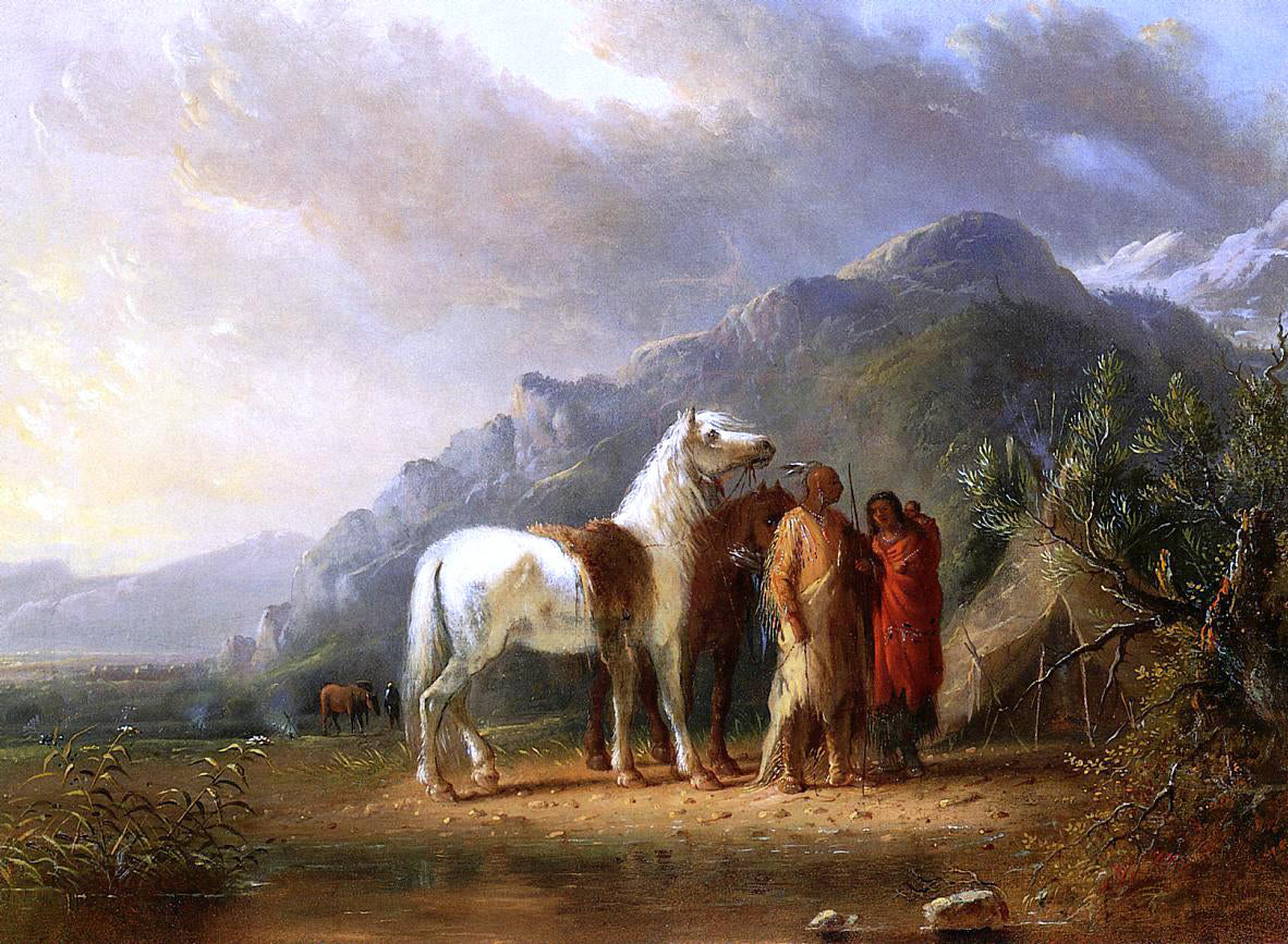  Alfred Jacob Miller A Sioux Camp - Hand Painted Oil Painting