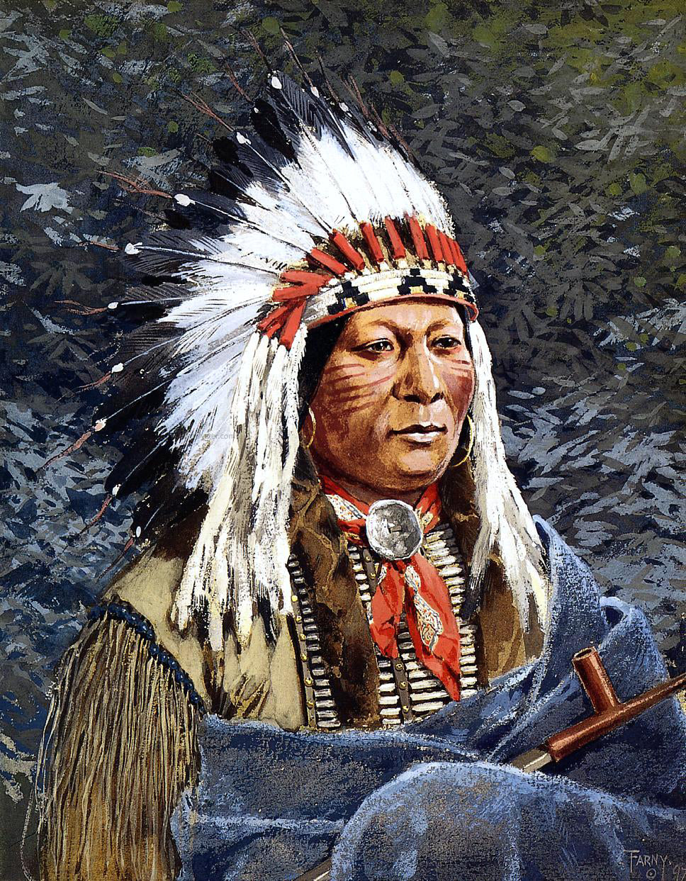 Henry F Farney Sioux Chief - Hand Painted Oil Painting