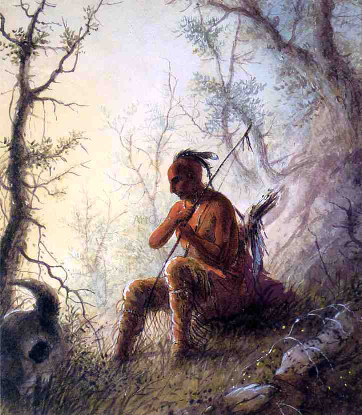 Alfred Jacob Miller A Sioux Indian at a Grave - Hand Painted Oil Painting