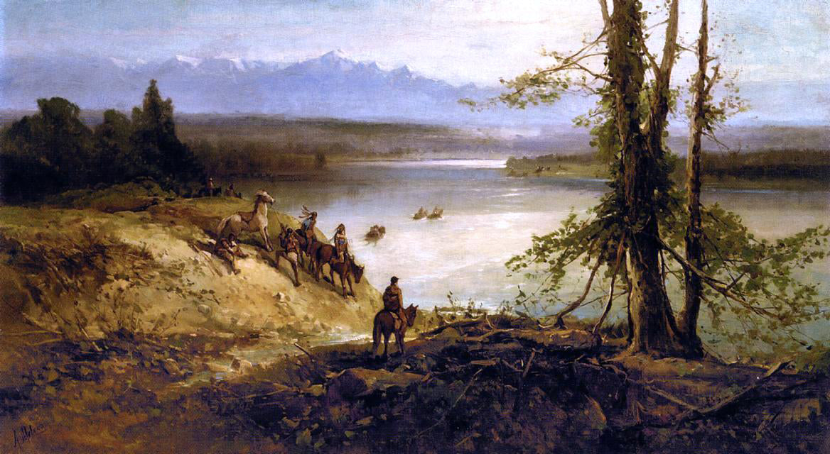 Andrew W Melrose Sioux Tribe on the Platte River - Hand Painted Oil Painting