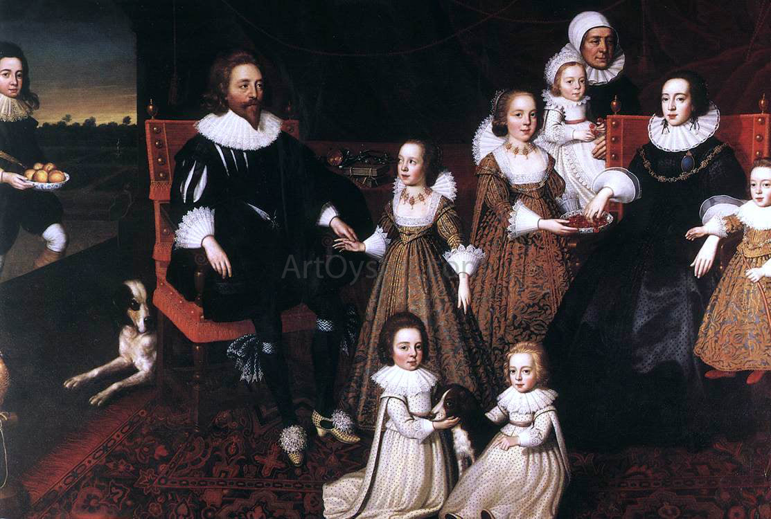 Cornelius Johnson Sir Thomas Lucy and his Family - Hand Painted Oil Painting