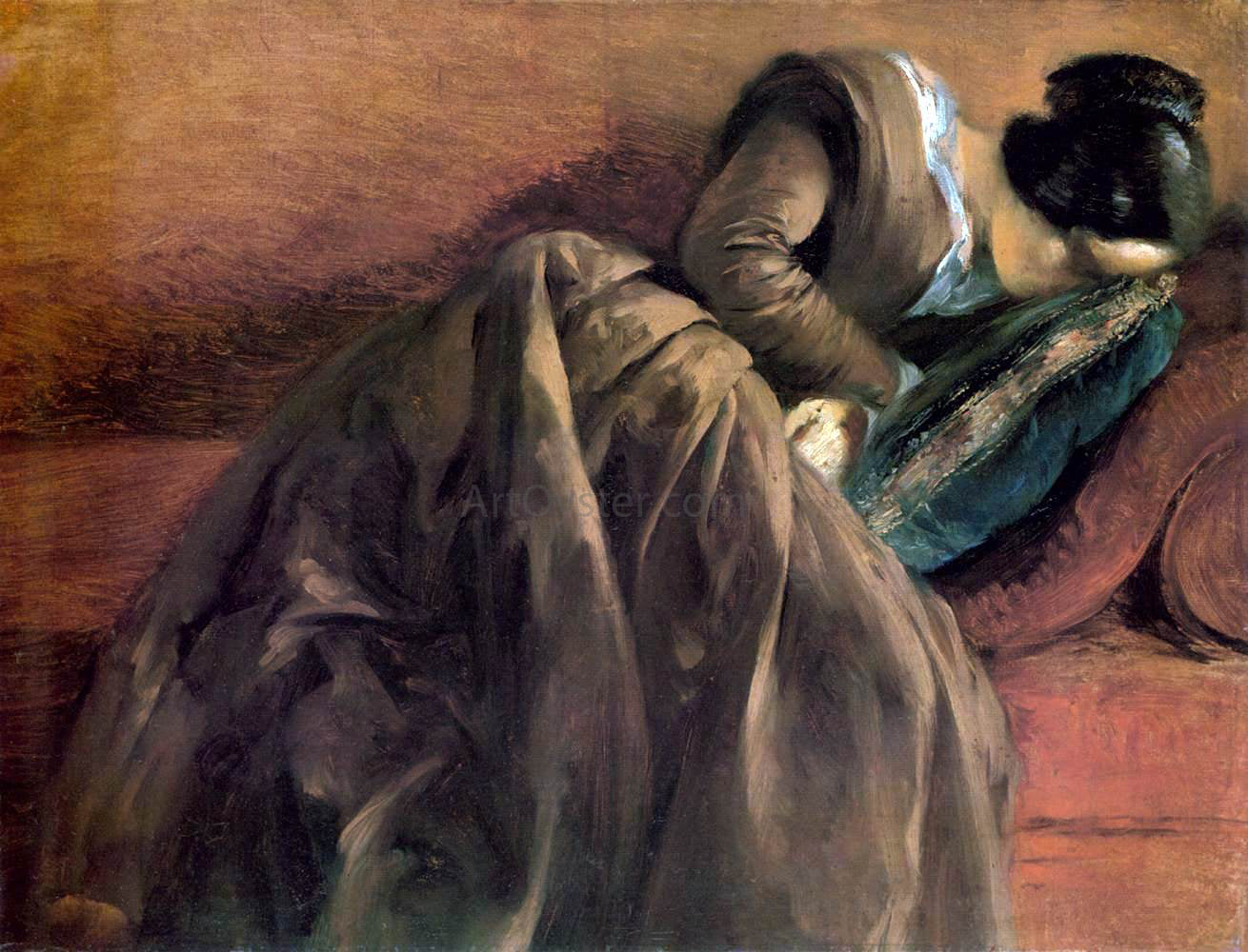 Adolph Von Menzel Sister Emily Sleeping - Hand Painted Oil Painting