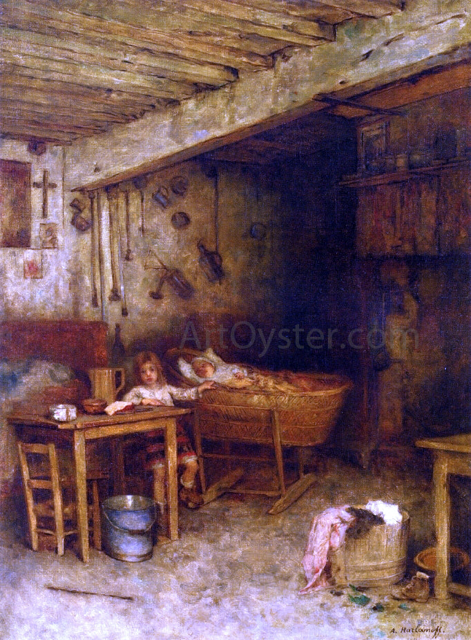 Alexei Alexeievich Harlamoff Sisterly Love - Hand Painted Oil Painting