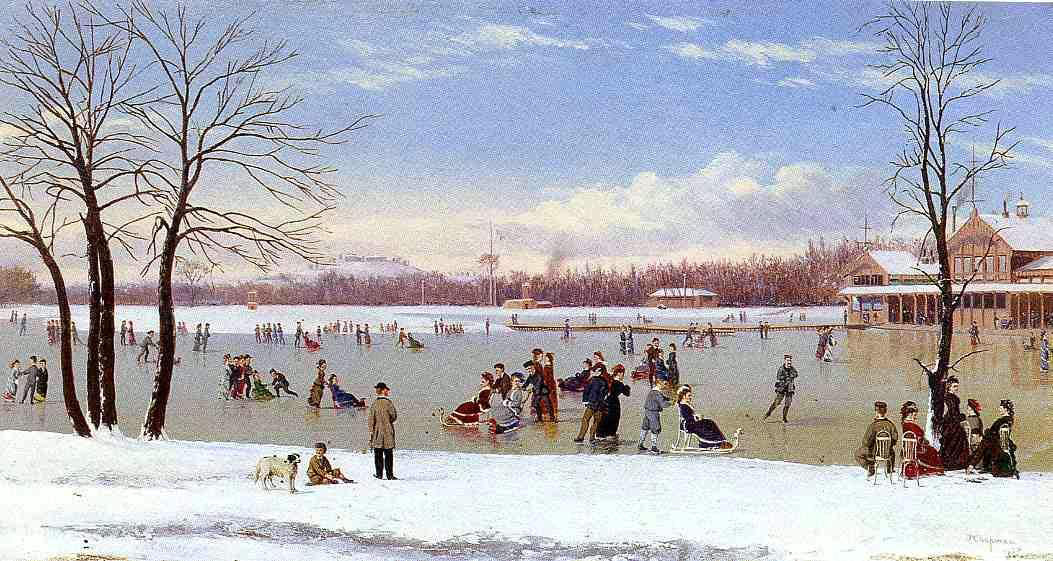 Conrad Wise Chapman Skating in the Bois de Boulogne - Hand Painted Oil Painting