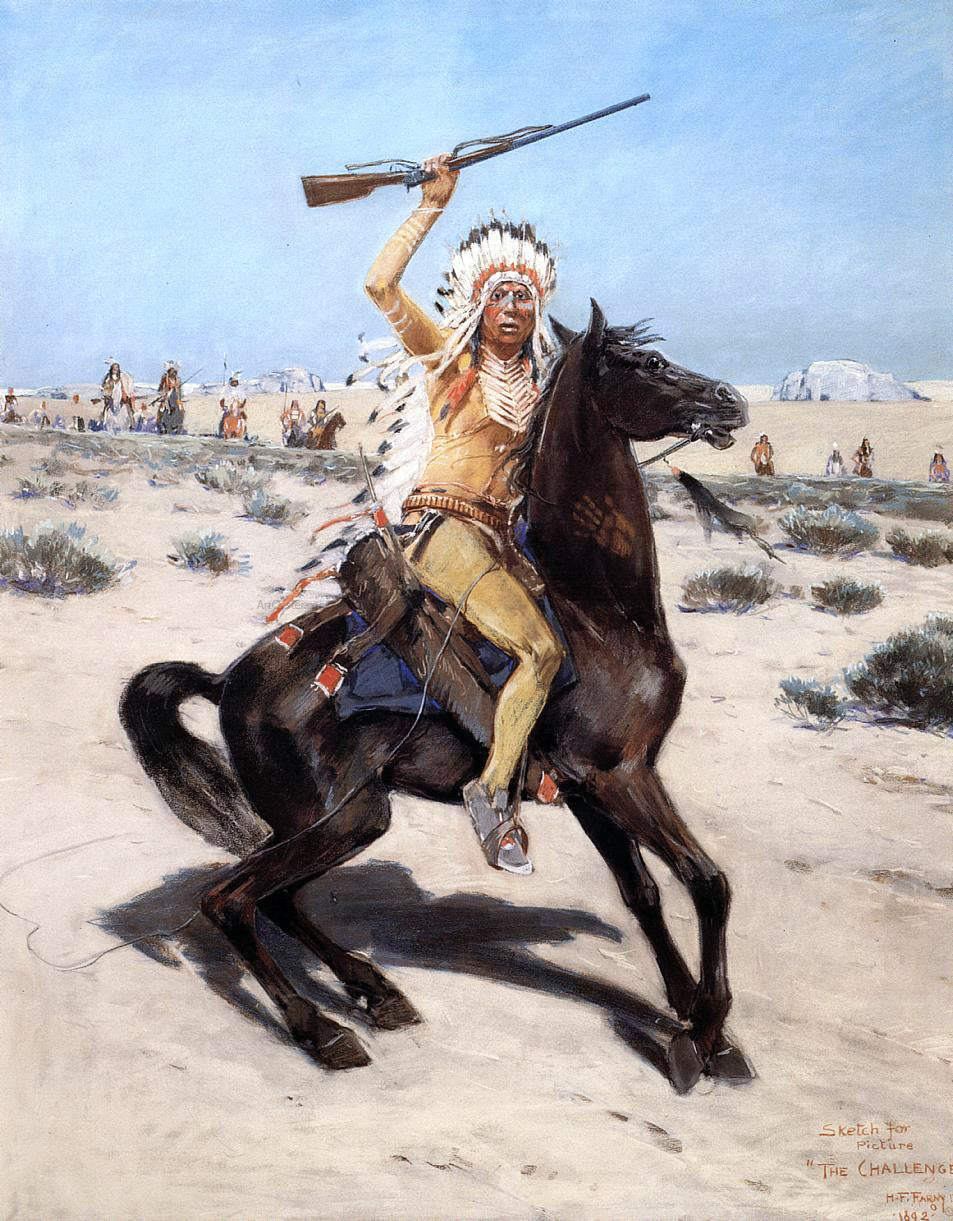 Henry F Farney A Sketch for 'The Challenge' - Hand Painted Oil Painting