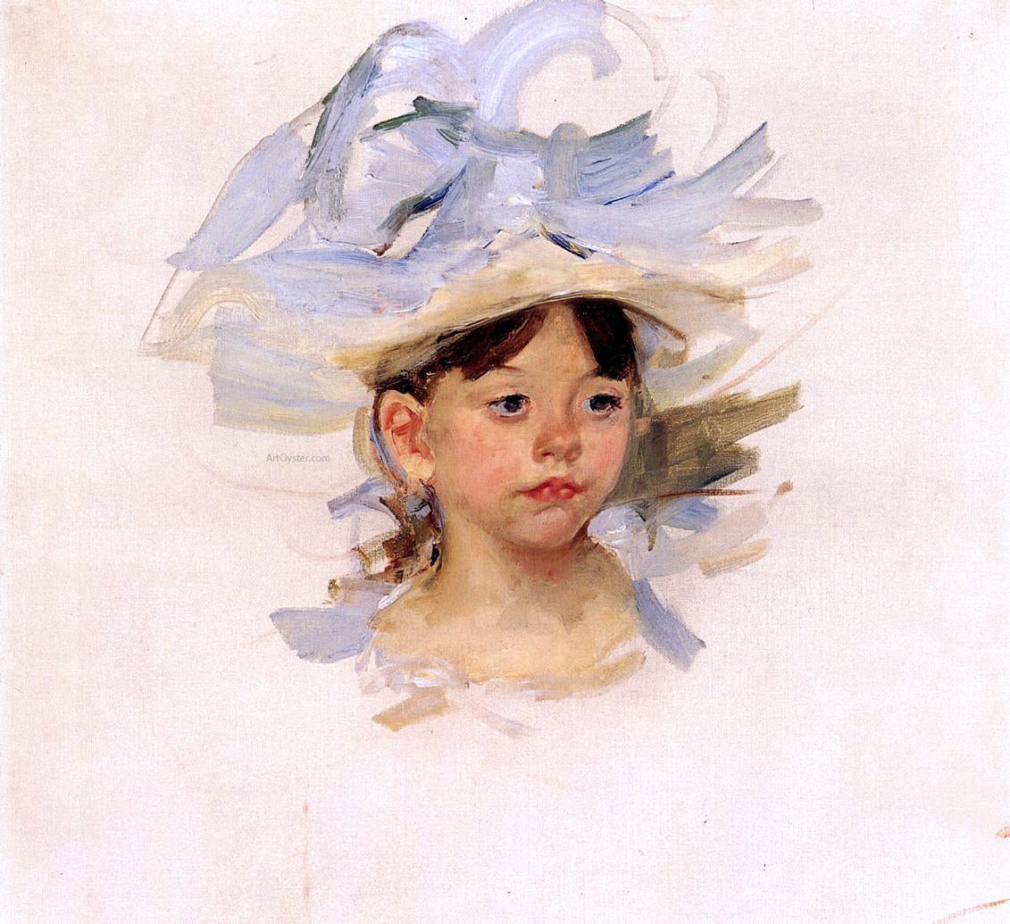 Mary Cassatt Sketch of 'Ellen Mary Cassatt in a Big Blue Hat' - Hand Painted Oil Painting
