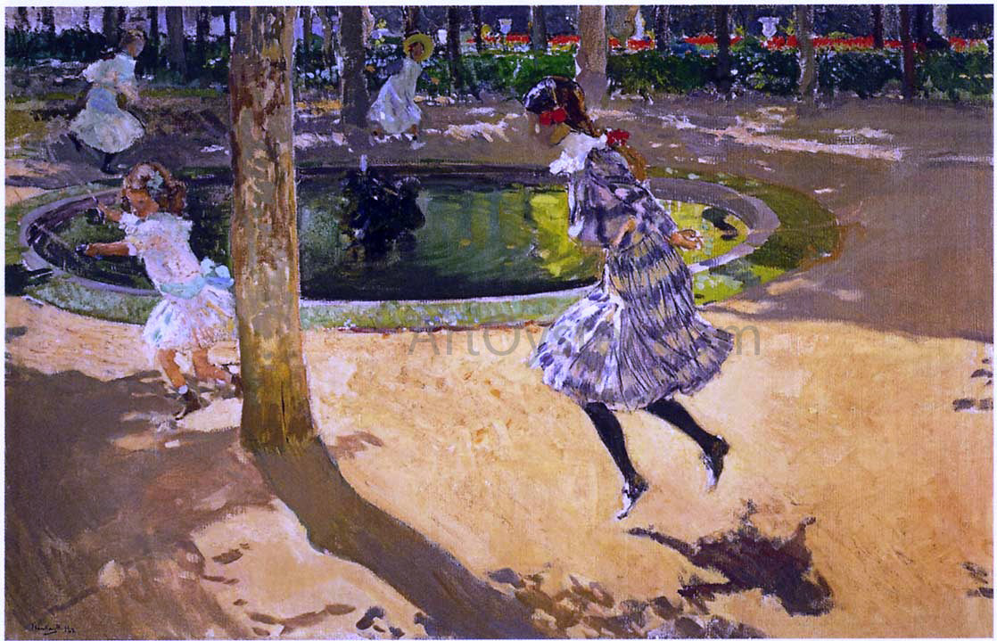 Joaquin Sorolla Y Bastida Skipping Rope at La Granja - Hand Painted Oil Painting