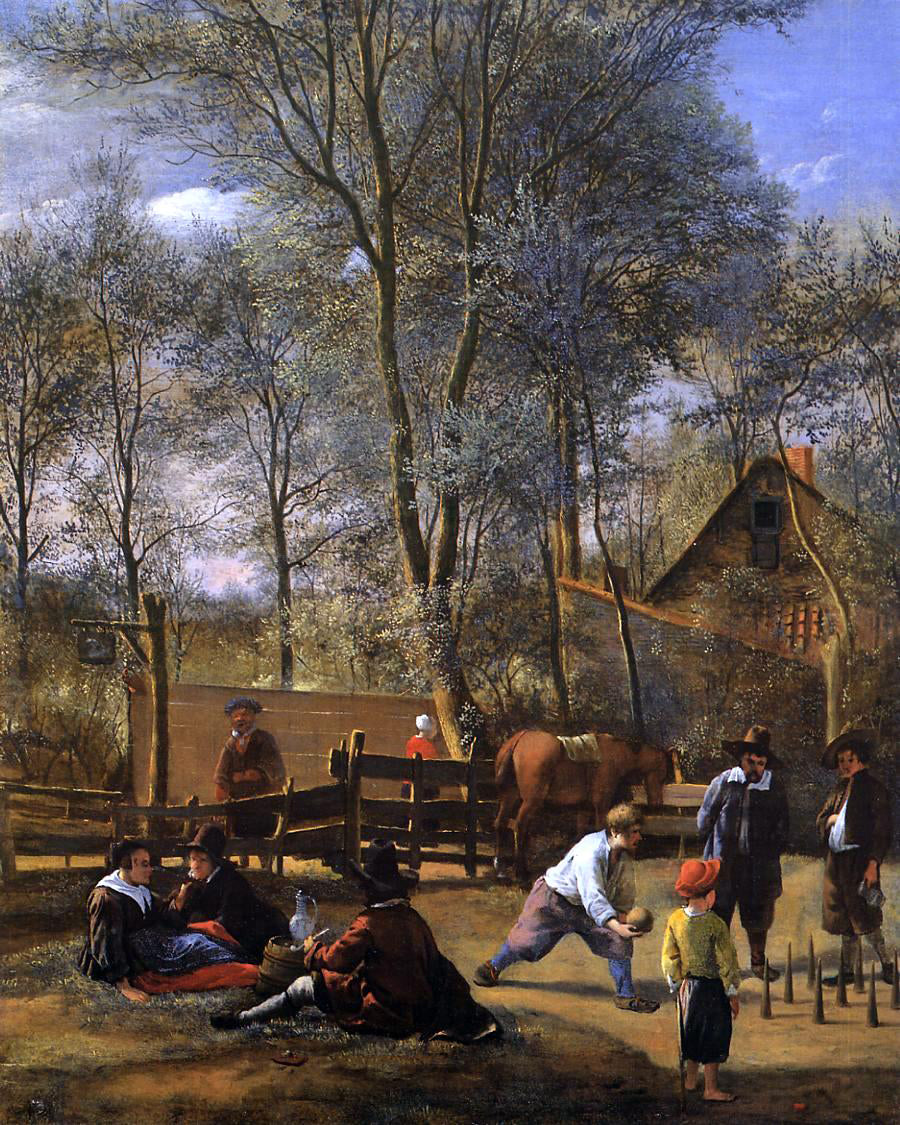 Jan Steen Skittle Players outside an Inn - Hand Painted Oil Painting