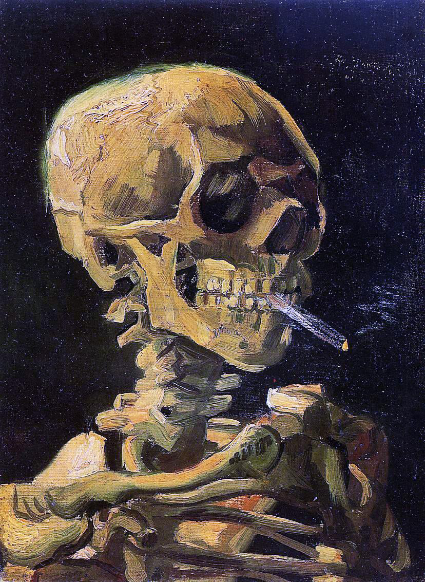 Vincent Van Gogh A Skull with Burning Cigarette - Hand Painted Oil Painting