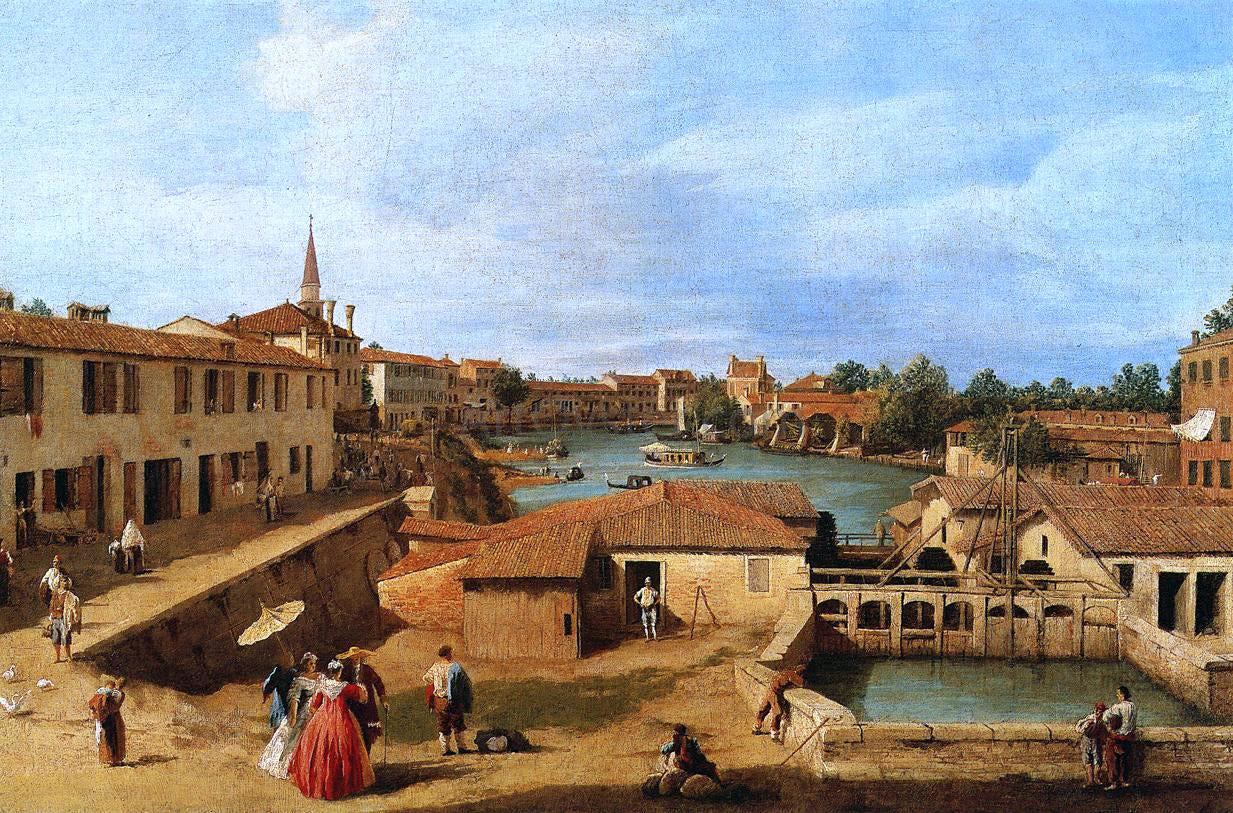 Canaletto Sluice Gates at Dolo - Hand Painted Oil Painting