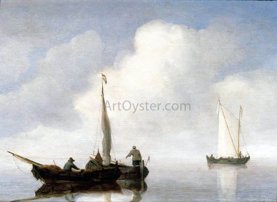 The Younger Willem Van de Velde Small Craft in a Calm off the Dutch Coast - Hand Painted Oil Painting