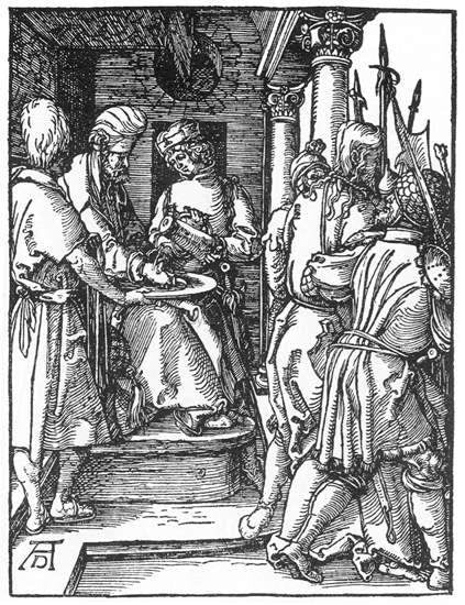 Albrecht Durer Small Passion: 20. Pilate Washing His Hands - Hand Painted Oil Painting