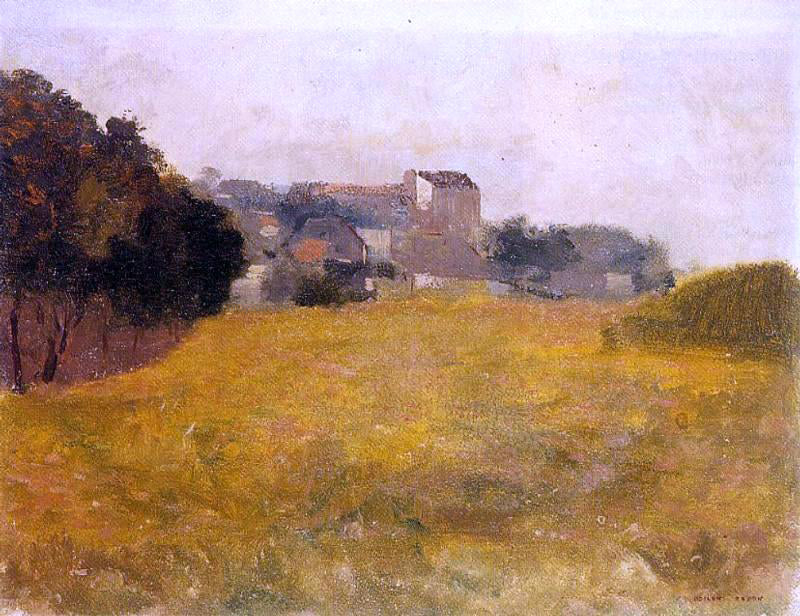 Odilon Redon Small Village in the Medoc - Hand Painted Oil Painting