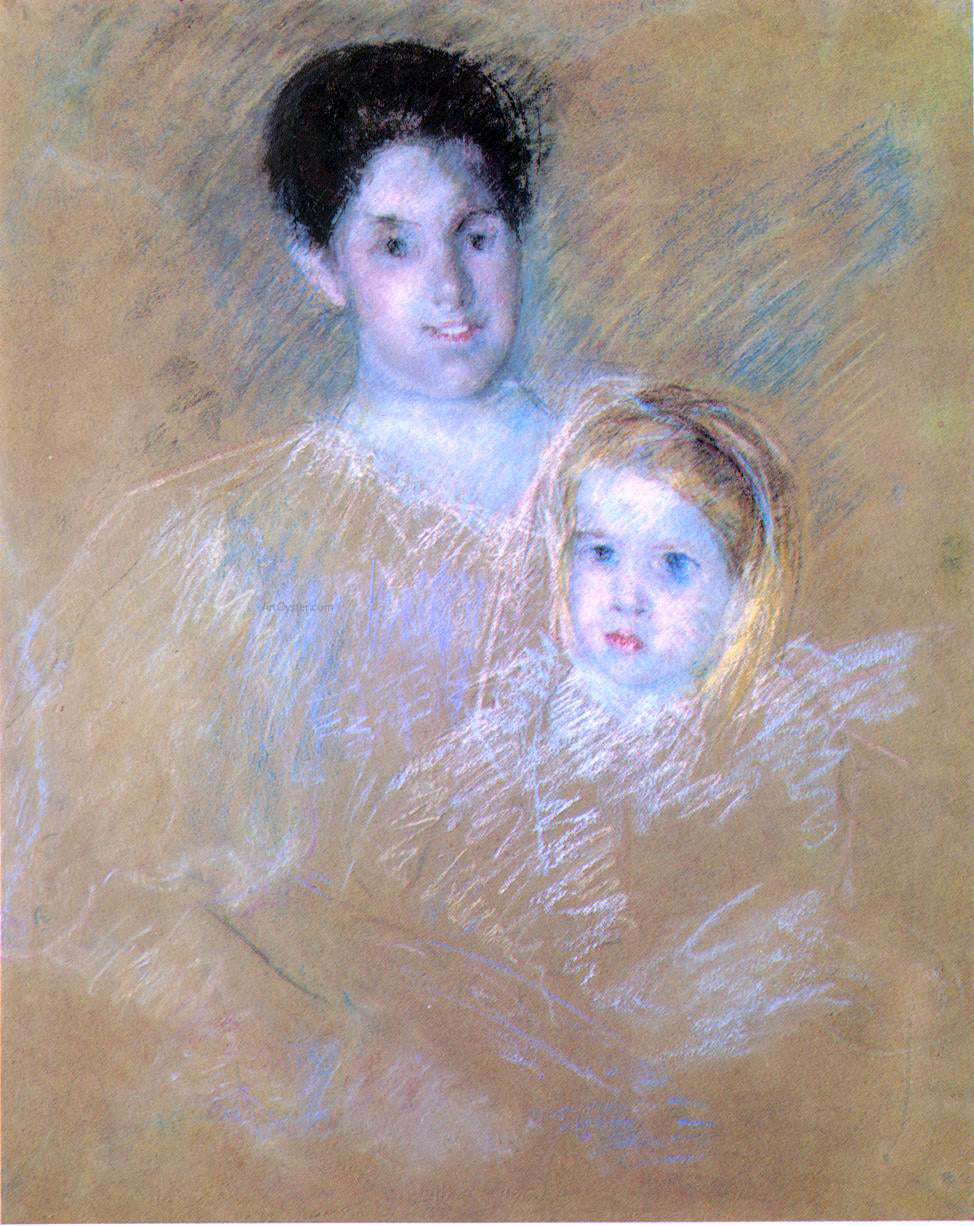 Mary Cassatt Smiling Mother with Sober-Faced Child - Hand Painted Oil Painting