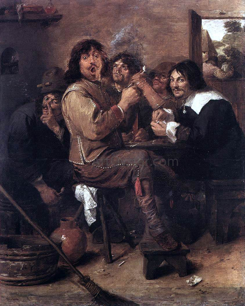 Adriaen Brouwer Smoking Men - Hand Painted Oil Painting
