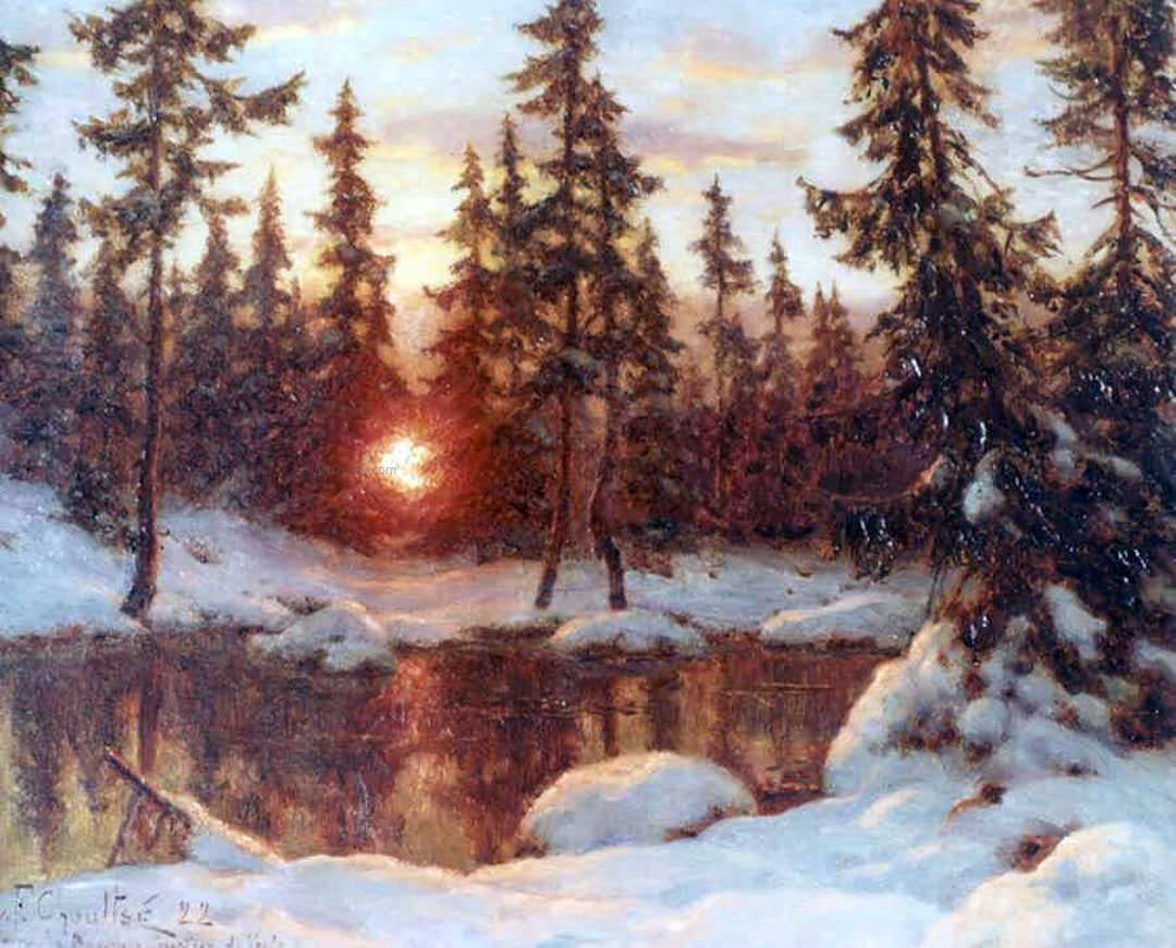  Ivan Fedorovich Choultse Snow and Sunset - Hand Painted Oil Painting