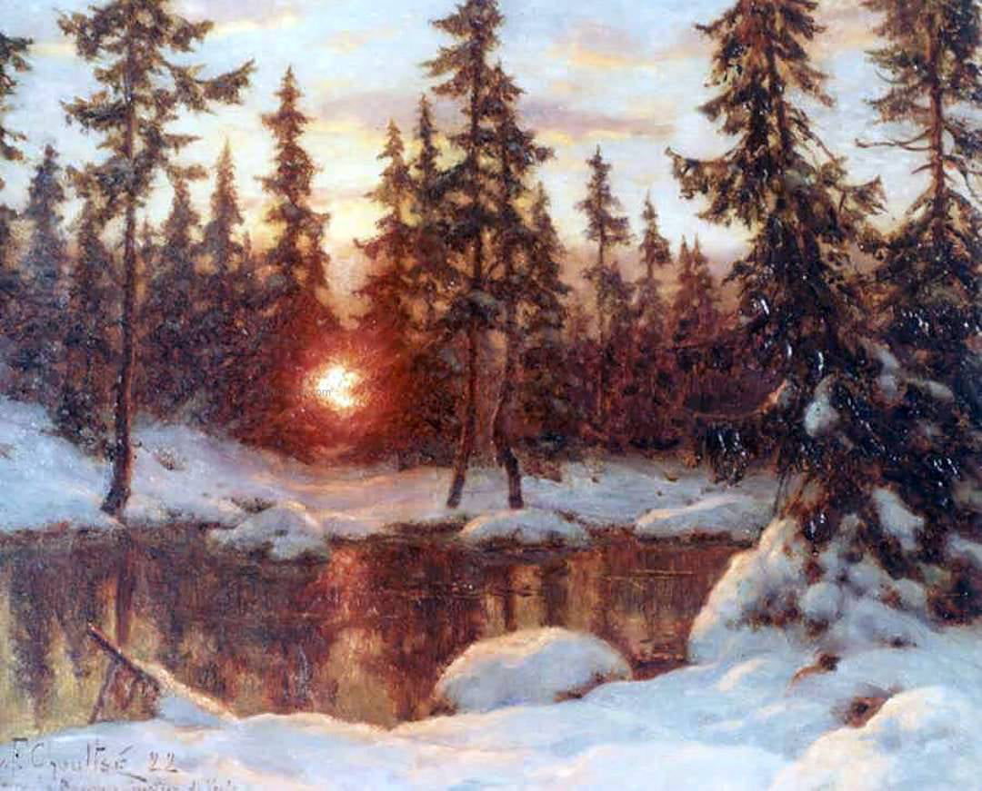 Ivan Fedorovich Choultse Snow and Sunset - Hand Painted Oil Painting