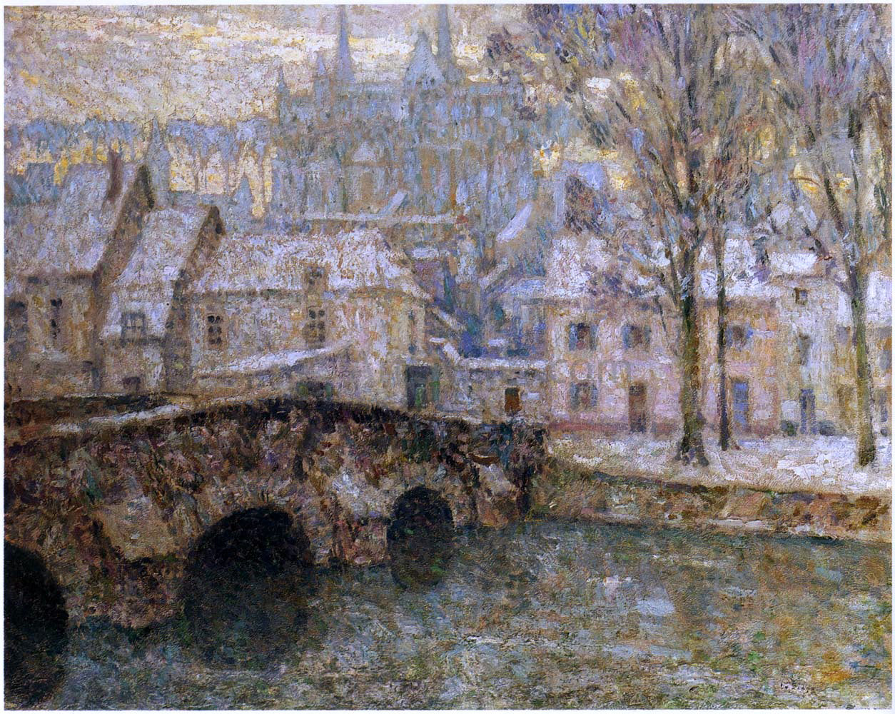 Henri Le Sidaner Snow at Chartres - Hand Painted Oil Painting