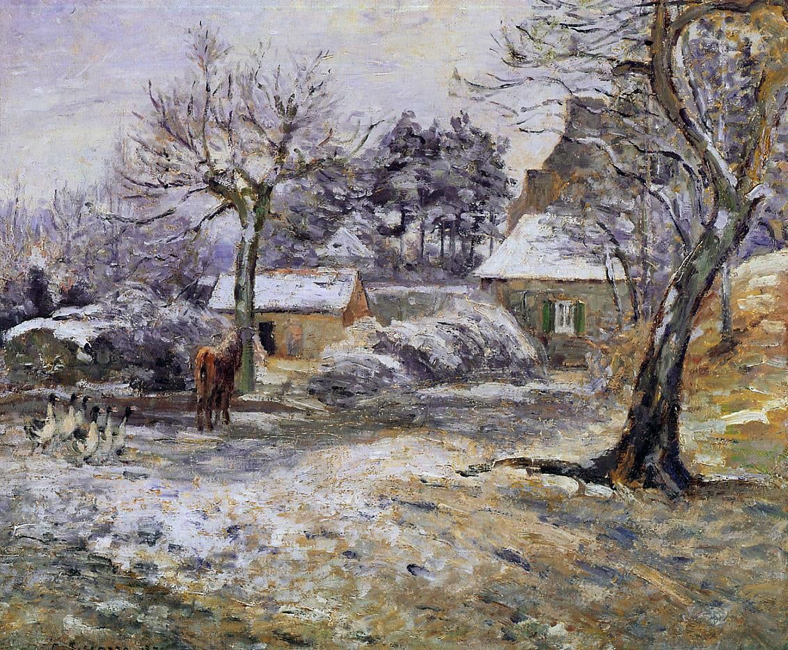 Camille Pissarro Snow at Montfoucault - Hand Painted Oil Painting