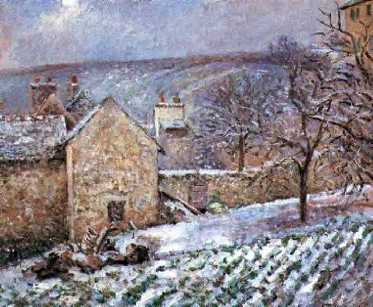 Camille Pissarro Snow at the Hermitage, Pontoise - Hand Painted Oil Painting