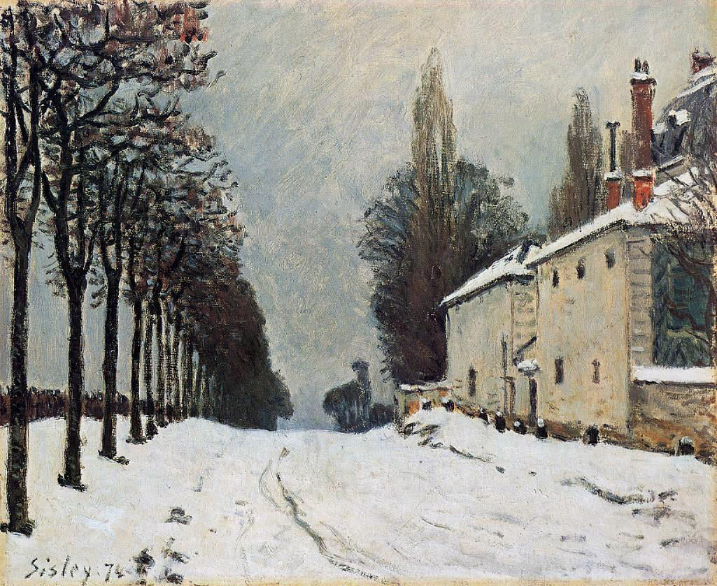 Alfred Sisley Snow on the Road, Louveciennes (also known as Chemin de la Machine) - Hand Painted Oil Painting