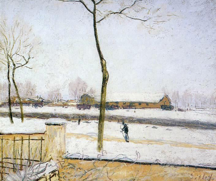 Alfred Sisley Snow Scene - Moret Station - Hand Painted Oil Painting