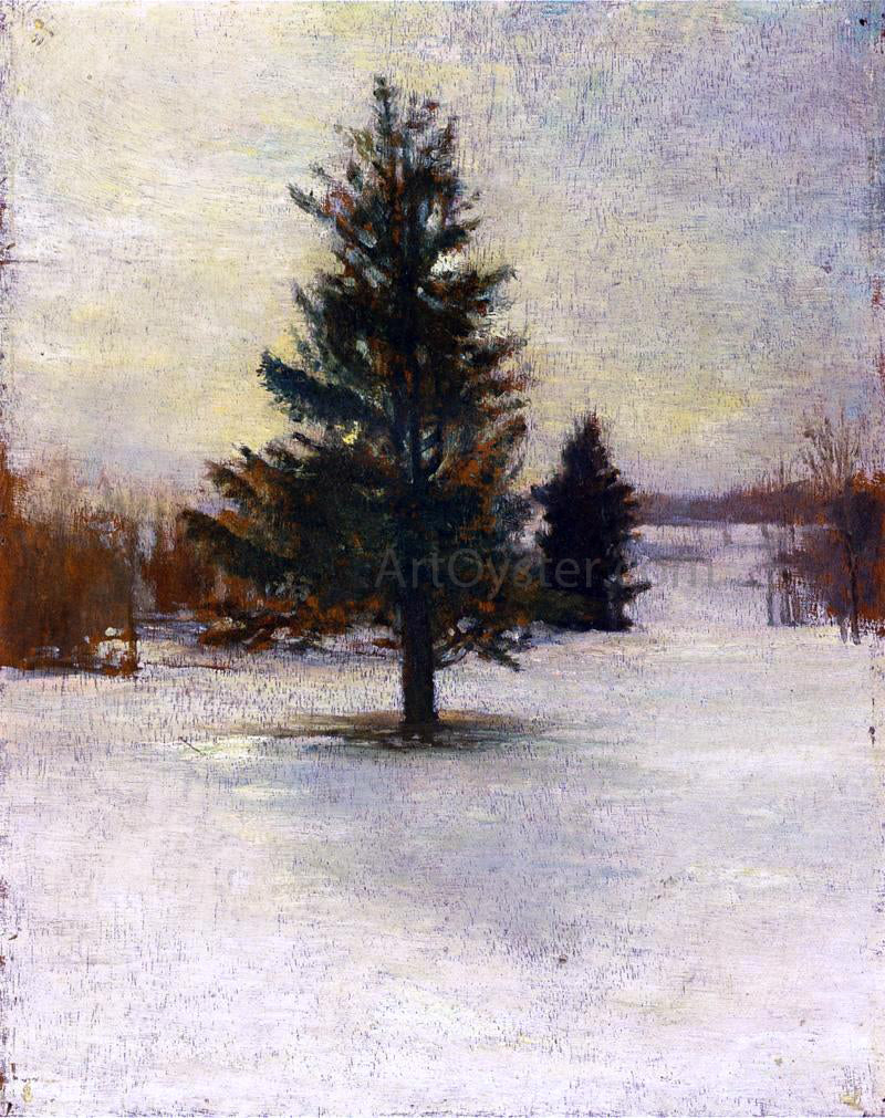 John La Farge Snow, Sketch: Hillside with Cedars, Evening - Hand Painted Oil Painting