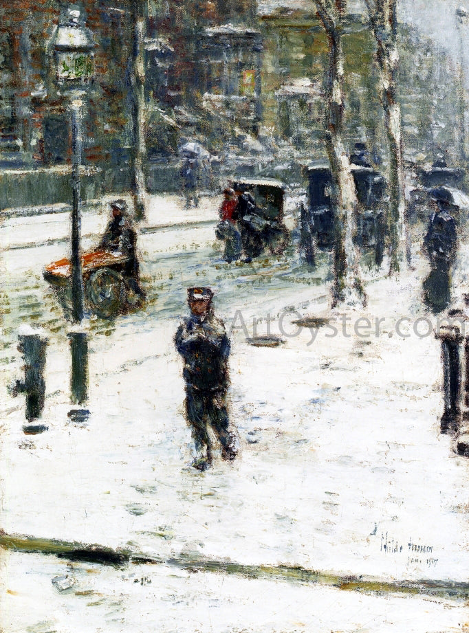 Frederick Childe Hassam Snow Storm, Fifth Avenue, New York - Hand Painted Oil Painting