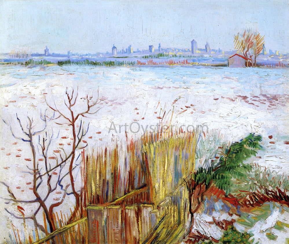 Vincent Van Gogh Snowy Landscape with Arles in the Background - Hand Painted Oil Painting
