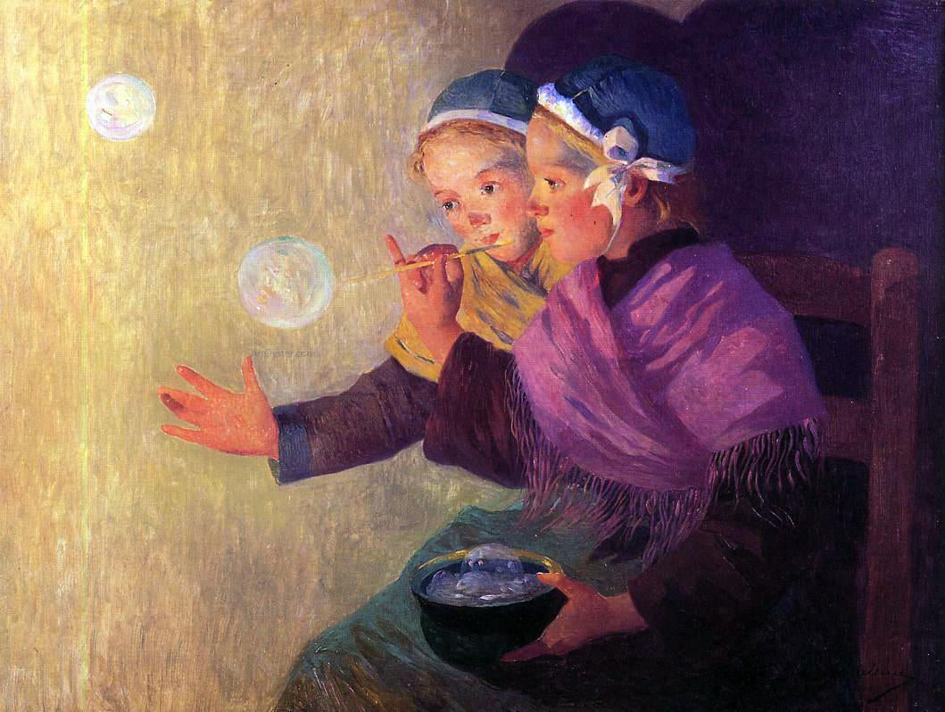 Ferdinand Du Puigaudeau Soap Bubbles - Hand Painted Oil Painting