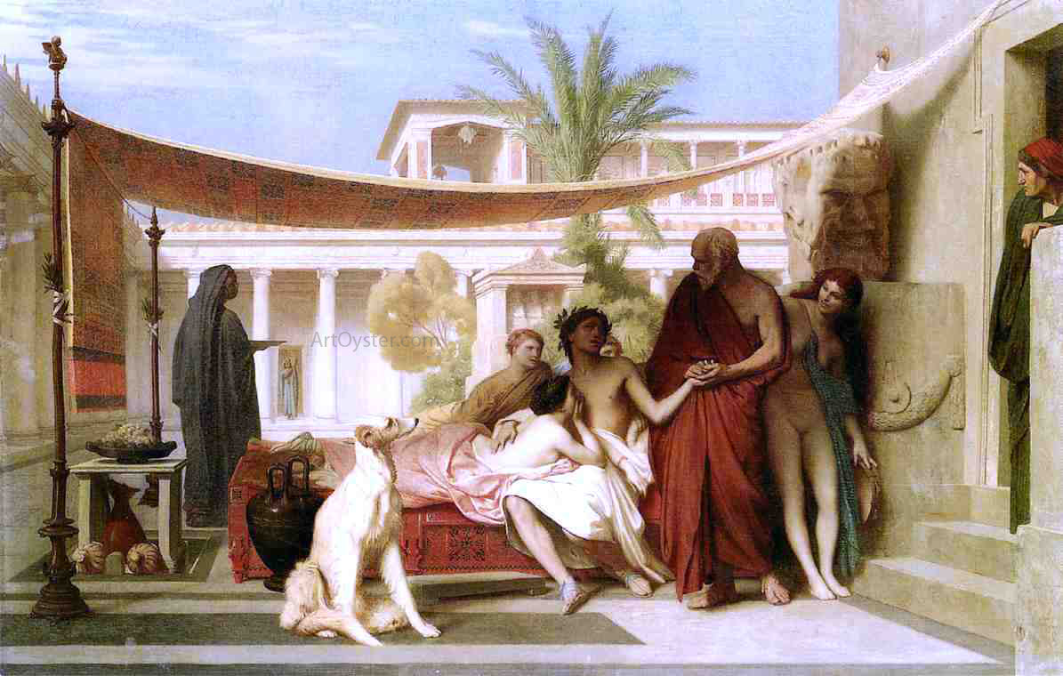 Jean-Leon Gerome Socrates Seeking Alcibiades in the House of Aspasia - Hand Painted Oil Painting