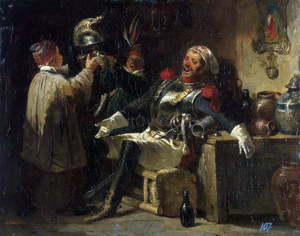 Nicolas-Toussaint Charlet Soldier and Boys - Hand Painted Oil Painting