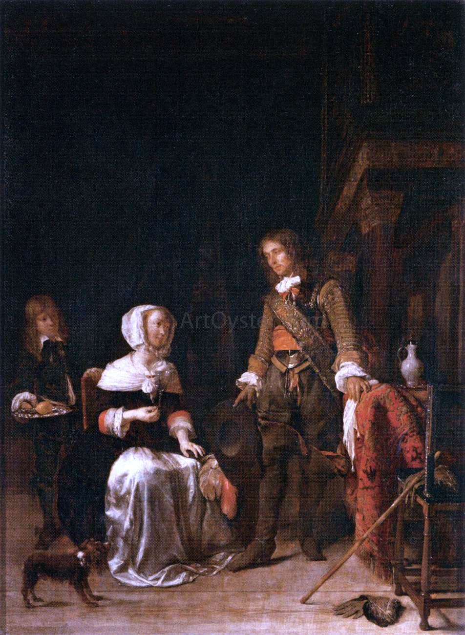 Gabriel Metsu Soldier Paying a Visit to a Young Lady - Hand Painted Oil Painting