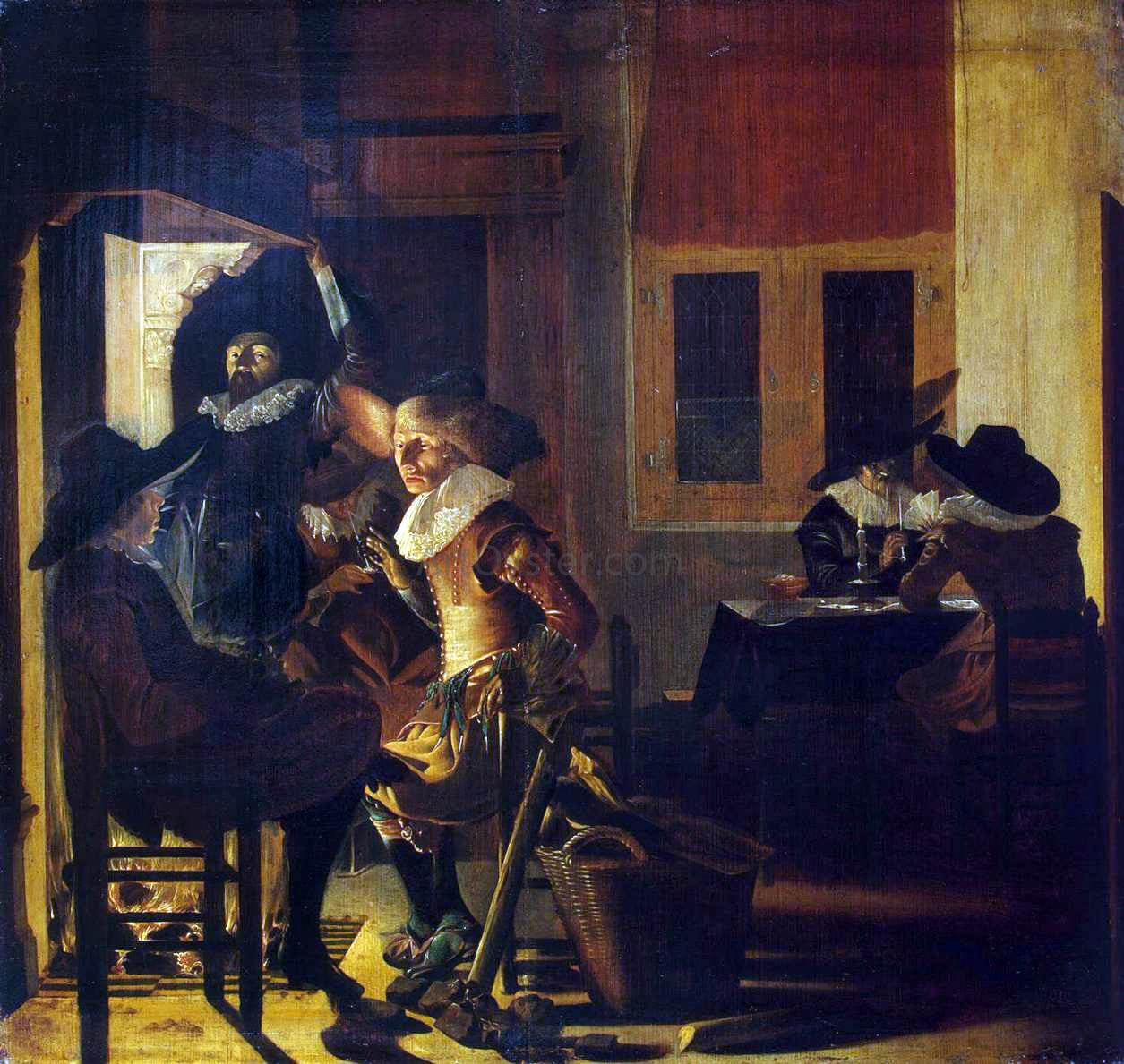 Willem Cornelisz Duyster Soldiers Beside a Fireplace - Hand Painted Oil Painting