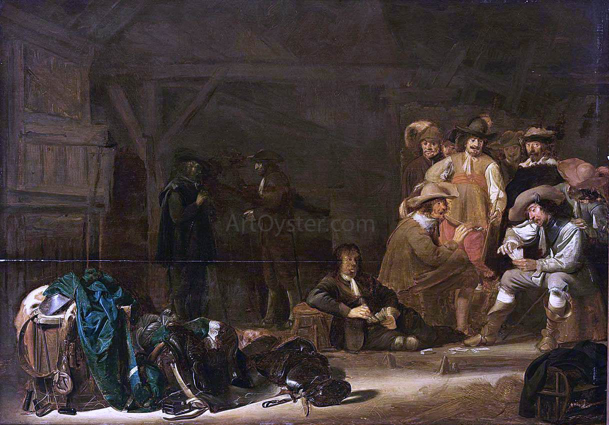  Simon Kick Soldiers in a Barn - Hand Painted Oil Painting