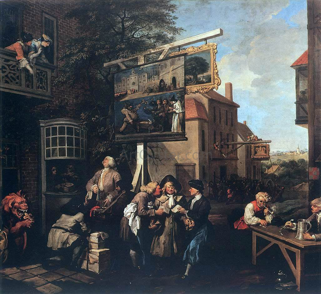 William Hogarth Soliciting Votes - Hand Painted Oil Painting