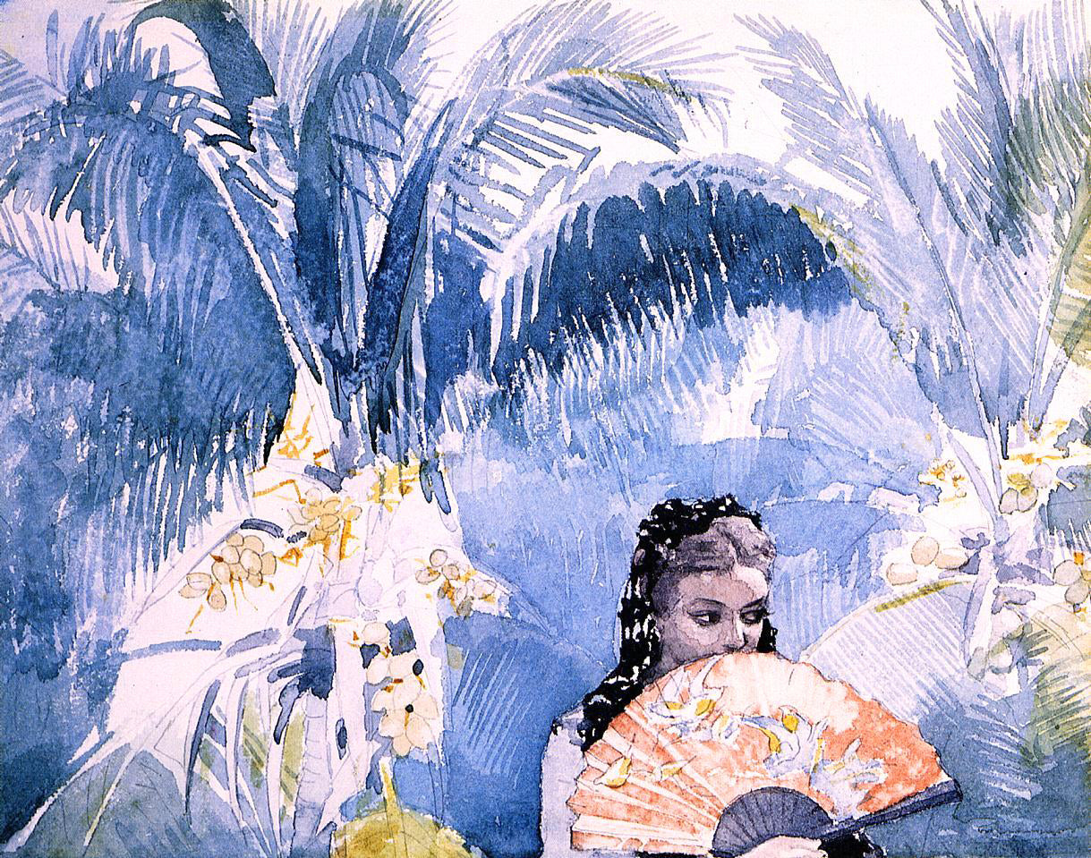 Winslow Homer Spanish Girl with Fan - Hand Painted Oil Painting