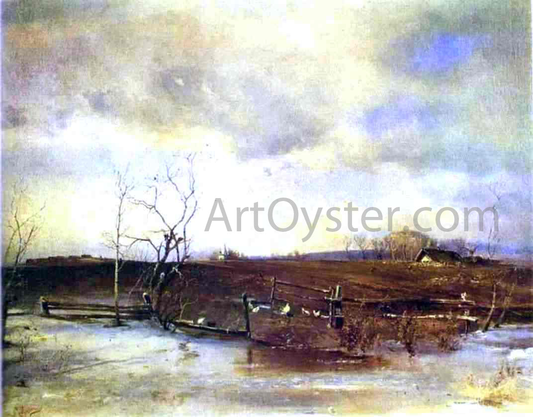 Alexei Kondratevich Savrasov Spring. Kitchen Gardens - Hand Painted Oil Painting